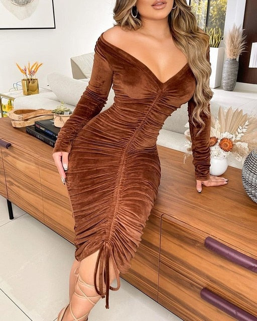 PENCIL VELVET DRESS