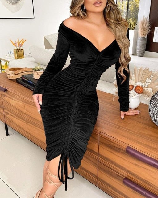 PENCIL VELVET DRESS