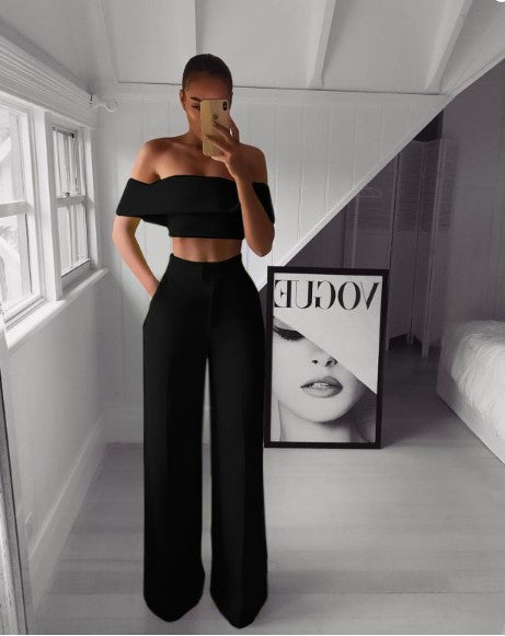 CORA CROPPED TOP & LONG TROUSERS SET